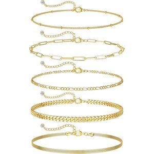 Women's Gold Bracelets for Waterproof 14K Gold Plated Jewelry Sets Trendy